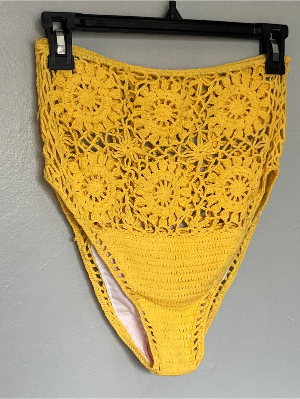 Handmade Yellow Crochet High Waisted Bikini Bottoms Boho Swimwear